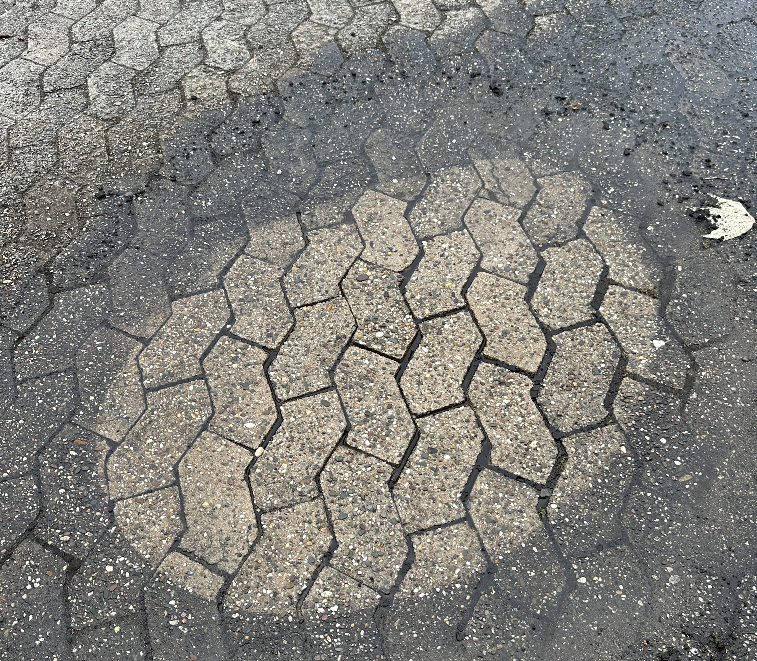 Probefläche einer Steinreinigung zur Demonstration der Reinigungsleistung durch Voll Sauber